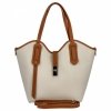 Elegancka Torebka Skórzana Shopper Bag Beżowa/Ruda